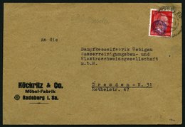 SÄCHSISCHE SCHWÄRZUNGEN AP 827II BRIEF, RADEBERG, 12 Pf. Auf Brief Nach Dresden, Pracht, Signiert - Other & Unclassified