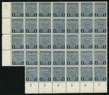 PROVINZ SACHSEN 73Yy **, 1945, 1 Pf. Schwärzlichgrünlichblau, Wz. 1Y, Fluoreszierende Gummierung, 34x Im Bogenteil, Prac - Autres & Non Classés