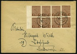 PROVINZ SACHSEN 74Y BRIEF, 1945, 3 Pf. Gelbbraun, Wz. 1Y, Im Achterblock Als Mehrfachfrankatur Auf Prachtbrief - Autres & Non Classés