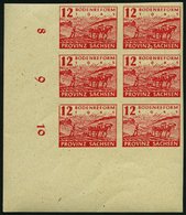 PROVINZ SACHSEN 86II **, 1945, 12 Pf. Bodenreform Mit Abart Herz Bei Z Von Provinz, Im Neunerblock Aus Der Linken Untere - Altri & Non Classificati