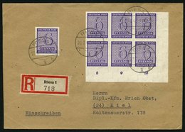 WEST-SACHSEN 117Xa BRIEF, 1945, 6 Pf. Grauviolett, Wz.1X, Sechserblock Und Einzelmarke Als Mehrfachfrankatur Auf Einschr - Otros & Sin Clasificación