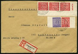 WEST-SACHSEN 119Y BRIEF, 1945, 12 Pf. Lebhaftkarminrot, Wz. 1Y, 4x Mit 6 Pf. Zusatzfrankatur Auf Einschreibbrief Von LEI - Altri & Non Classificati