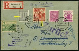 WEST-SACHSEN 131II BRIEF, 1945, 10 Pf. Grau Mit Abart Weißer Fleck Links Vor 10 Auf Portogerechtem Einschreibbrief Aus L - Sonstige & Ohne Zuordnung