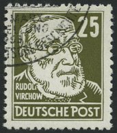 DDR 334vaXI O, 1953, 25 Pf. Braunoilv Virchow, Wz. 2XI, Zeitgerecht Entwertet, Pracht, Kurzbefund Schönherr, Mi. 600.- - Gebraucht