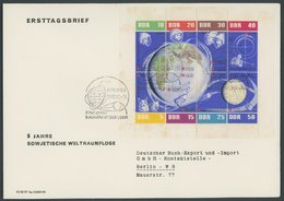 DDR 926-33 BRIEF, 1962, 5 Jahre Weltraumflüge Im Kleinbogen Auf FDC, Rechter Rand Nicht Durchgezähnt, Etwas Leimfleckig, - Gebraucht