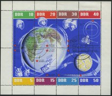 DDR 926-33KB O, 1962, 5 Jahre Sowjetische Weltraumflüge Im Kleinbogen, Rechter Rand Nicht Durchgezähnt, Pracht - Gebraucht