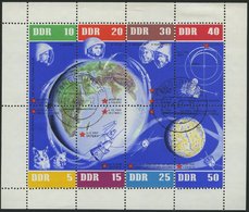 DDR 926-33KB O, 1962, 5 Jahre Sowjetische Weltraumflüge Im Kleinbogen, Rechter Rand Nicht Durchgezähnt, Pracht - Usati