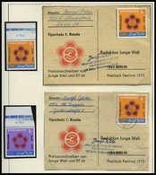 SPENDENMARKEN 1/2 **, BRIEF, 1972/3, 1 M. Spendenmarken, Postfrisch Und Auf 5 Belegen (3x Nr. 1 Und 2x Nr. 2), Pracht, M - Altri & Non Classificati