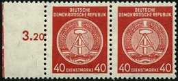 DIENSTMARKEN A D 33XI Paar **, 1956, 40 Pf. Rot, Faserpapier, Wz. 2XI, Im Waagerechten Paar Vom Linken Rand, Pracht, Mi. - Otros & Sin Clasificación