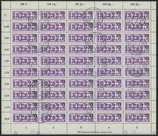 DIENSTMARKEN B D 9L O, 1956, 70 Pf. ZKD Im Vollständigen Bogen (50) Mit Druckvermerk Und Abart 9I, Stempel Ungültig, Unt - Sonstige & Ohne Zuordnung