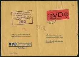 DIENSTMARKEN D VD 1A BRIEF, 1965, 20 Pf. Bräunlichrot/schwarz, Gezähnt 91/2, Auf Brief Aus POTSDAM, 1x Gefaltet Sonst Pr - Otros & Sin Clasificación