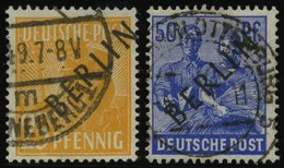 BERLIN 10,13 O, 1948, 25 Und 50 Pf. Schwarzaufdruck, 2 Prachtwerte, Gepr. Schlegel, Mi. 90.- - Sonstige & Ohne Zuordnung