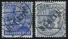BERLIN 13,15 O, 1948, 50 Und 80 Pf. Schwarzaufdruck, 2 Prachtwerte, Gepr. D. Schlegel, Mi. 60.- - Other & Unclassified