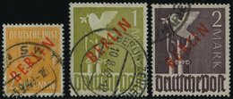 BERLIN 27,33/4 O, 1949, 25 Pf., 1 Und 2 M. Rotaufdruck, 3 Werte üblich Gezähnt Pracht, Gepr. Schlegel, Mi. 885.- - Sonstige & Ohne Zuordnung