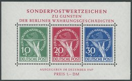 BERLIN Bl. 1 *, 1949, Block Währungsgeschädigte, Stärkere Falzreste Im Rand, Einzelmarken Postfrisch Pracht, Mi. 500.- - Sonstige & Ohne Zuordnung