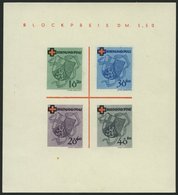 RHEINLAND PFALZ Bl. 1I/V (*), 1949, Block Rotes Kreuz, Type V: Roter Querbalken Des B In Blockpreis Verdickt, Pracht, Mi - Altri & Non Classificati