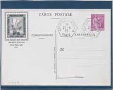 France Entiers Postaux - Type Paix 40c Lilas  - Carte Postale - Grand Palais 1937 - Standard Postcards & Stamped On Demand (before 1995)