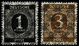 AMERIK. U. BRITISCHE ZONE I,II/II **, 1948, 1 Und 3 Pf. Netzaufdruck, 2 üblich Gezähnte Prachtwerte, Gepr. Schlegel, Mi. - Altri & Non Classificati