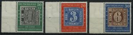 BUNDESREPUBLIK 113-15 **, 1949, 100 Jahre Briefmarken Vom Linken Rand, Prachtsatz - Altri & Non Classificati