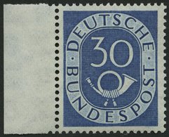 BUNDESREPUBLIK 132 **, 1951, 30 Pf. Posthorn, Linkes Randstück, Pracht, Gepr. Schlegel, Mi. 60.- - Autres & Non Classés