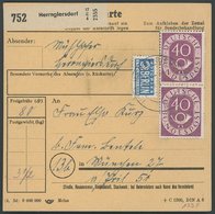 BUNDESREPUBLIK 133II BRIEF, 1951, 40 Pf. Posthorn Mit Abart Kurzer Schräger Strich In Markenfarbe Oben Im Rechten Marken - Autres & Non Classés