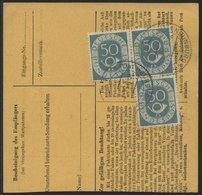 BUNDESREPUBLIK 134 Paar BRIEF, 1954, 50 Pf. Posthorn, 4x, Dabei Ein Dreierblock, Als Mehrfachfrankatur Auf Paketkarte Au - Altri & Non Classificati