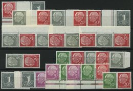 ZUSAMMENDRUCKE W 17-S 52YII **, 1960, Heuss Wz. Liegend, Nachauflage, Alle 15 Zusammendrucke Komplett, Pracht, Mi. 735.- - Used Stamps