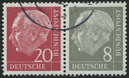 ZUSAMMENDRUCKE W 23YII O, 1960, Heuss Wz. Liegend 20 + 8, Nachauflage, Nicht Prüfbarer Bedarfsstempel, Pracht, Mi. 170.- - Usados