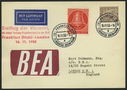 ERST-UND ERÖFFNUNGSFLÜGE 2455 BRIEF, 16.11.53, Frankfurt-London, 15 Pf. Berlin Privat-Ganzsachenkarte Mit Mi.Nr. 103 Zus - Lettres & Documents