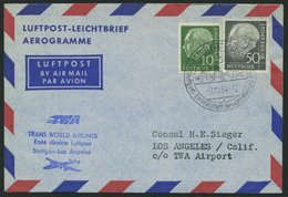 ERST-UND ERÖFFNUNGSFLÜGE 2493 BRIEF, 2.11.54, Stuttgart-Los Angeles, Prachtbrief - Storia Postale