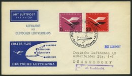 DEUTSCHE LUFTHANSA 12 BRIEF, 1.4.1955, Frankfurt-Düsseldorf, Prachtbrief - Briefe U. Dokumente