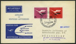 DEUTSCHE LUFTHANSA 12 BRIEF, 1.4.1955, Frankfurt-Düsseldorf, Prachtbrief - Lettres & Documents