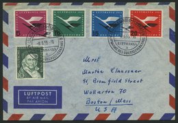 DEUTSCHE LUFTHANSA 34 BRIEF, 8.6.1955, Hamburg-New York, Frankiert Mit Komplettem Satz - Lettres & Documents