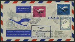 DEUTSCHE LUFTHANSA 34 BRIEF, 8.6.1955, Hamburg-New York, Prachtbrief - Cartas & Documentos