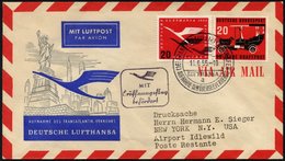 DEUTSCHE LUFTHANSA 41 BRIEF, 11.6.1955, Frankfurt-New York, Prachtbrief - Cartas & Documentos
