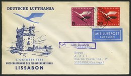 DEUTSCHE LUFTHANSA 46 BRIEF, 2.10.1955, Frankfurt-Lissabon, Prachtbrief - Cartas & Documentos