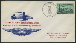 DEUTSCHE LUFTHANSA 68 BRIEF, 23.4.1956, Chicago-Hamburg, Prachtbrief - Lettres & Documents