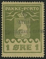 GRÖNLAND - PAKKE-PORTO 4A O, 1919, 1 Ø Grünoliv, (Facit P 4II), Pracht - Paquetes Postales