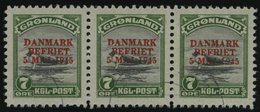 GRÖNLAND - DÄNISCHE POST 19 O, 1945, 7 Ø DANMARK/BEFRIET Im Waagerechten Dreierstreifen, Pracht, Mi. (240.-) - Altri & Non Classificati