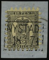 FINNLAND 7B BrfStk, 1866, 10 P. Schwarz Auf Gestreiftem Hellsämischem Papier (Facit V2C2L), R2 NYSTAD, Kabinettbriefstüc - Autres & Non Classés