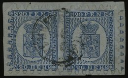 FINNLAND 8C Paar BrfStk, 1866, 20 P. Blau Im Waagerechten Angetrennten Paar Auf Briefstück, K1 BRAHESTAD, Praktisch Alle - Sonstige & Ohne Zuordnung