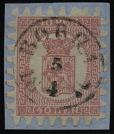 FINNLAND 9Cx BrfStk, 1866, 40 P. Rosakarmin, Zentrischer K1 BORGA, Alle Zungen, Kabinettbriefstück - Other & Unclassified