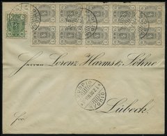 FINNLAND 27,28 BRIEF, 1900, 2 P. Grau Im 10er-Block Mit 5 P. Grün Zusatzfrankatur Auf Brief Von KUOPIO Nach Lübeck, Selt - Altri & Non Classificati