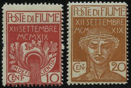 FIUME 2/3 **, Militärpostmarken: 1920, 10 C. Karmin Und 20 C. Gelbbraun, 10 C. Zahnfehler Sonst Pracht, Mi. 140.- - Europe (Other)