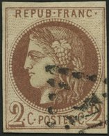 FRANKREICH 37c O, 1870, 2 C. Schokoladenbraun, Type I (Yvert Nr. 40A), Punkthelle Stelle Sonst Farbfrisch Pracht, Yvert  - Sonstige & Ohne Zuordnung