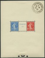 FRANKREICH Bl. 2 O, 1927, Block Straßburg, Stempel Im Rand, Herzstück Postfrisch, Pracht, Mi. 1100.- - Otros & Sin Clasificación