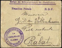 FRANZ.POST IN MAROKKO 1911, Feldpostbrief Von Casablanca Nach Rabatt Mit Violettem Militärstempel Und L1 FRANCHISE POSTA - Otros & Sin Clasificación