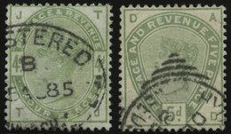 GROSSBRITANNIEN 77/8 O, 1884, 4 P. Und 5 P. Dunkelgraugrün, 2 Prachtwerte, Mi. 320.- - Usati