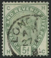 GROSSBRITANNIEN 78 O, 1884, 5 P. Dunkelgraugrün, Pracht, Mi. 160.- - Used Stamps