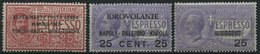 ITALIEN 126-28 *, 1917, Flugpostmarken Und Eilmarke, Falzrest, 3 Prachtwerte, Mi. 60.- - Italien